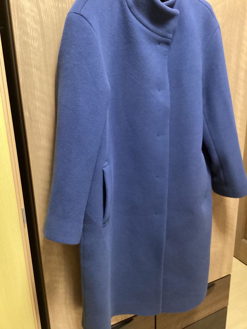 23区　【中村アンさん着用】ダブルクロスベロアスタンドカラーコート　インクブルー