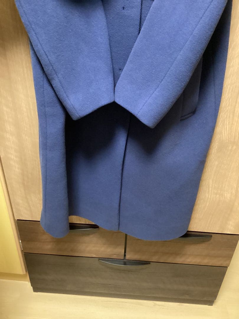 23区　【中村アンさん着用】ダブルクロスベロアスタンドカラーコート　インクブルー