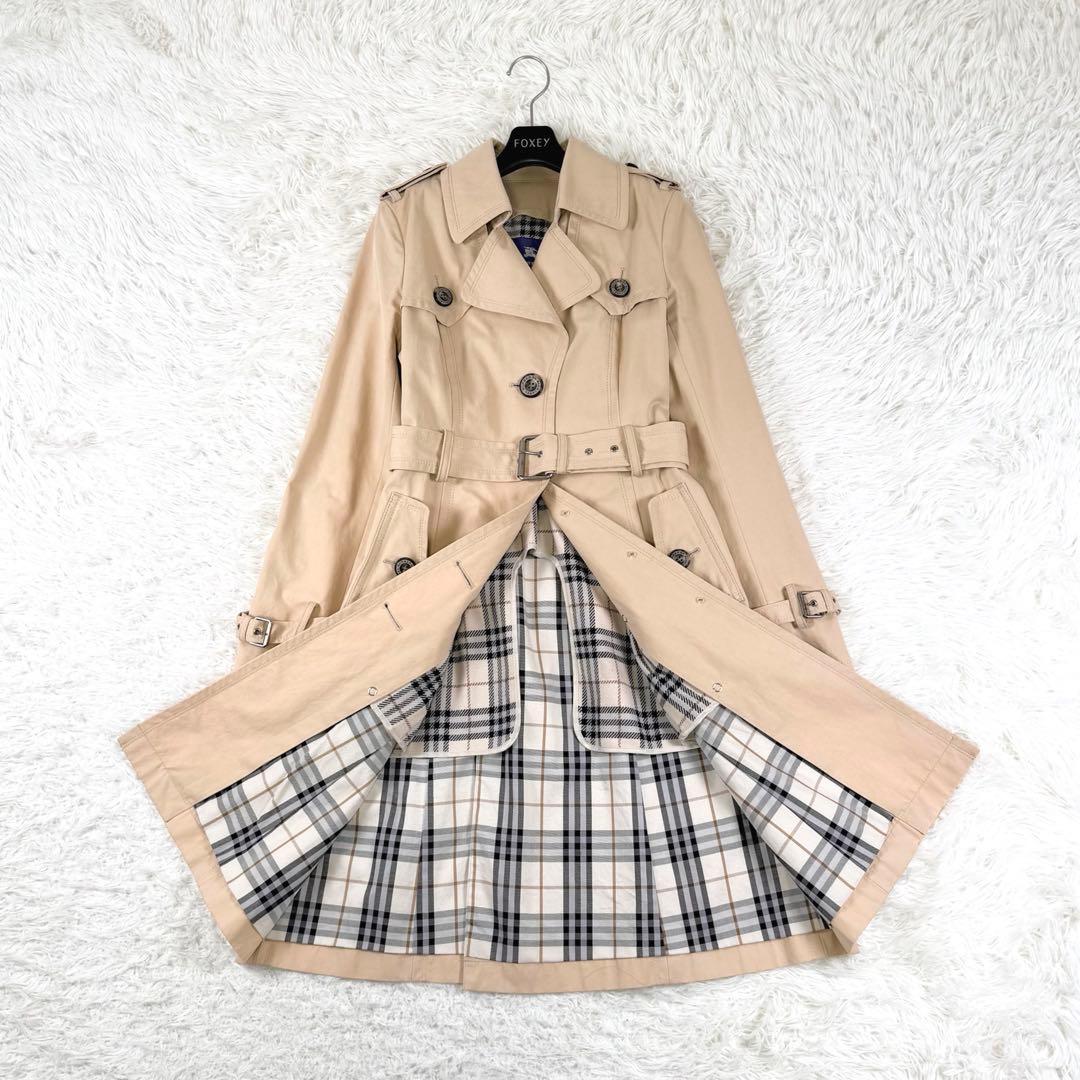 バーバリーブルーレーベル トレンチコート ロング丈 ライナー付 ノバチェック L