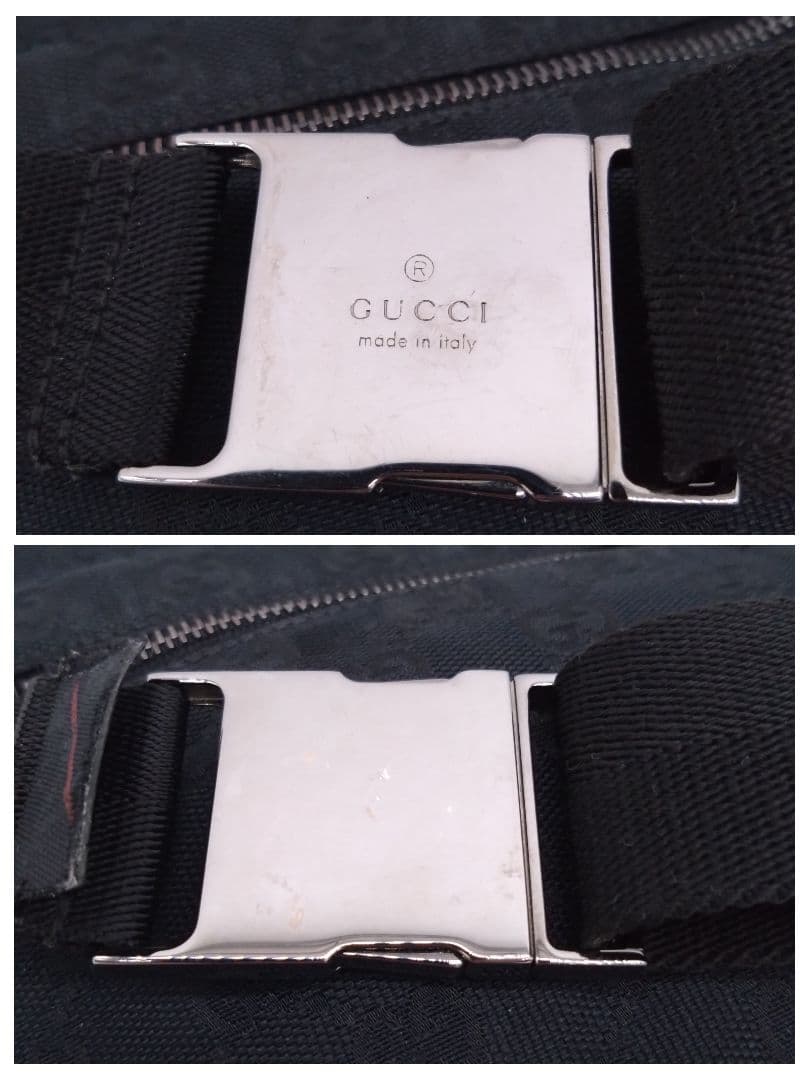 GUCCI 2WAY ウエストバッグ ボディバッグ GG柄 キャンバス ブラック