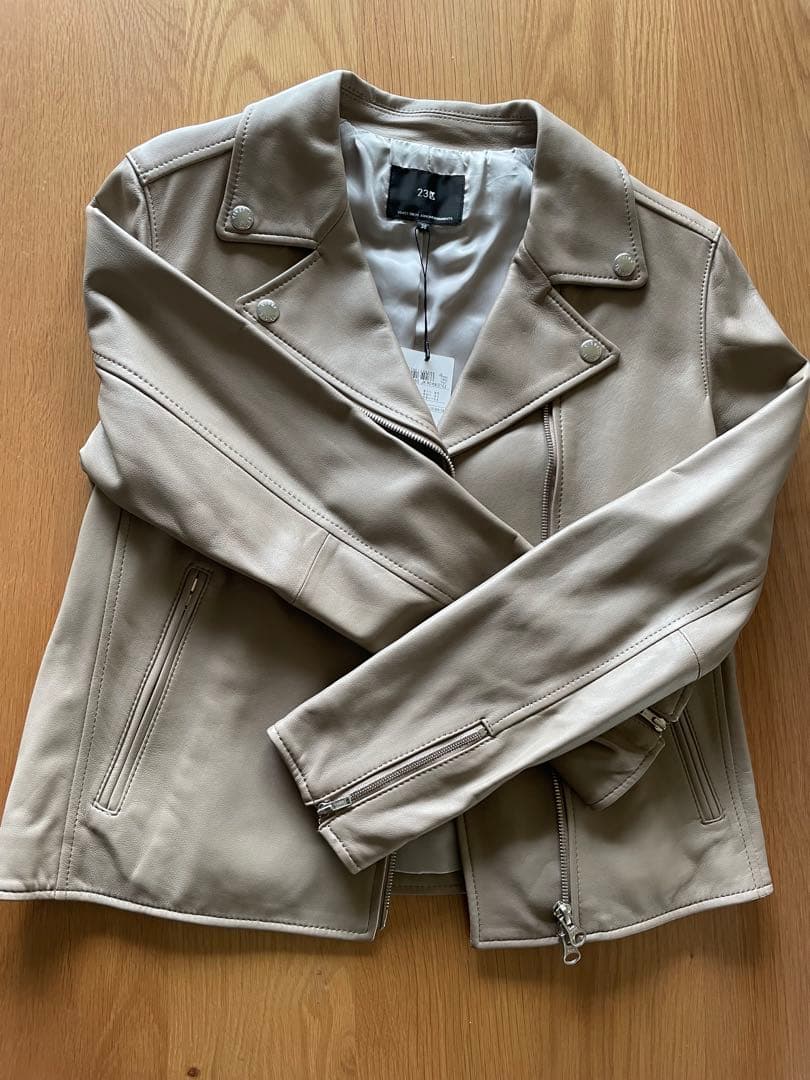新品未使用23区　ラムレザーダブルライダースジャケット　ベージュ　38