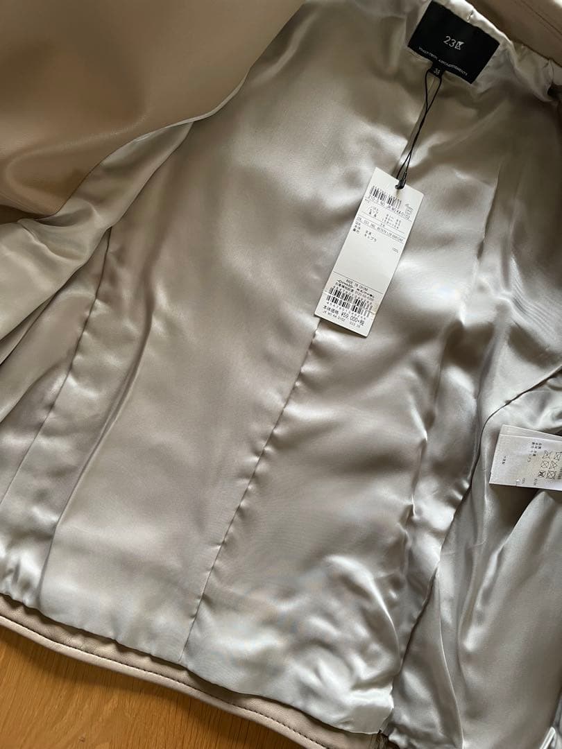 新品未使用23区　ラムレザーダブルライダースジャケット　ベージュ　38