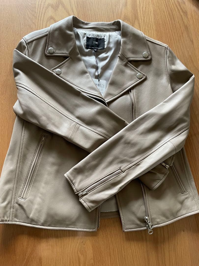 新品未使用23区　ラムレザーダブルライダースジャケット　ベージュ　38