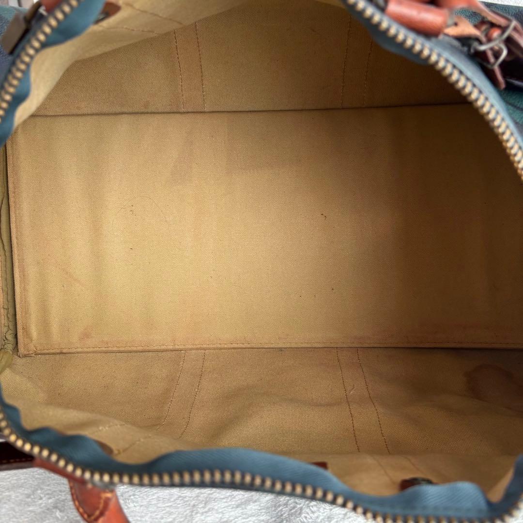 ポロラルフローレン ボストンバッグ 2WAY PVCレザー ブラックウォッチ 緑