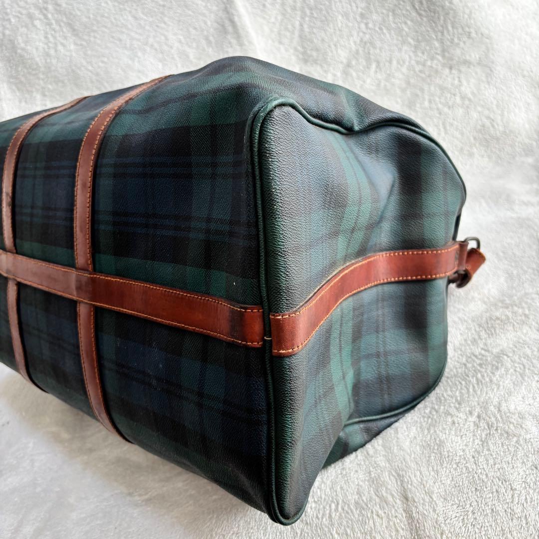 ポロラルフローレン ボストンバッグ 2WAY PVCレザー ブラックウォッチ 緑