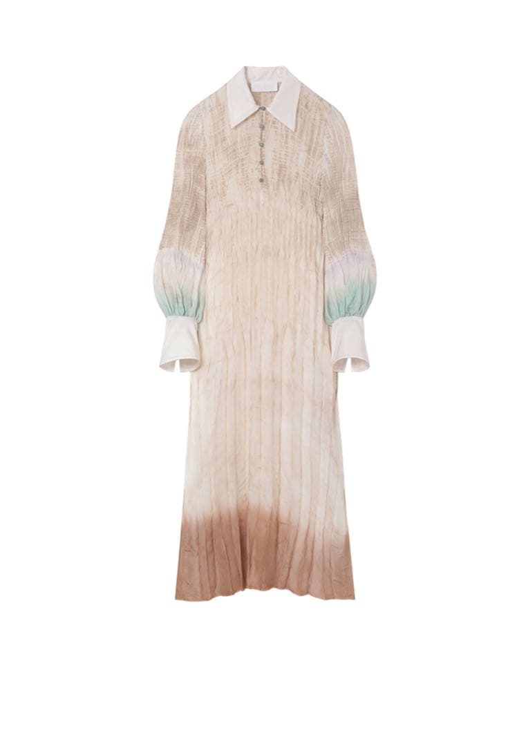 【未使用】Mame Kurogouchi 簾絞り染めシルクシャツドレス