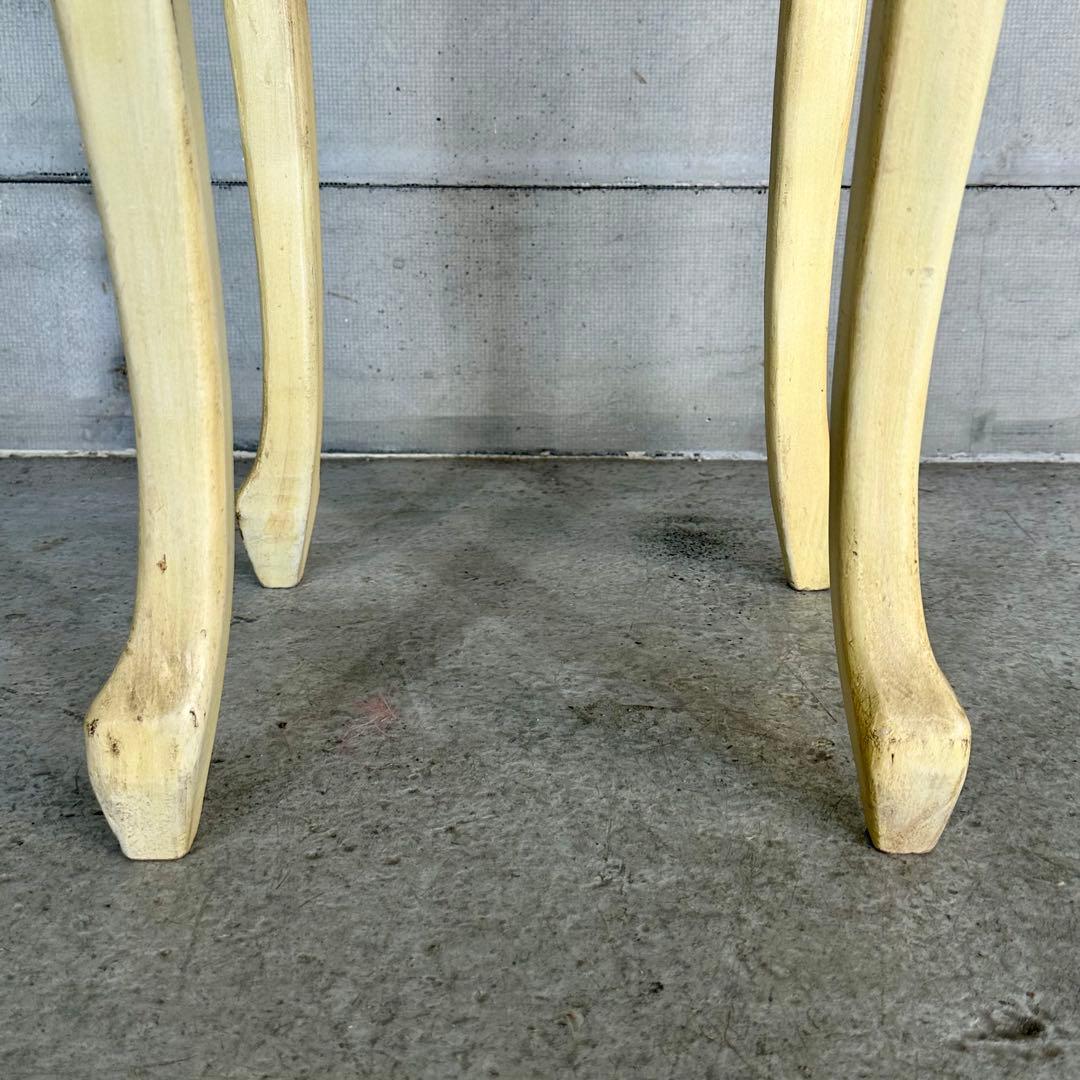 イタリア製 サイドテーブル 猫脚 ローズ ハンドペイント アンティーク シャビー