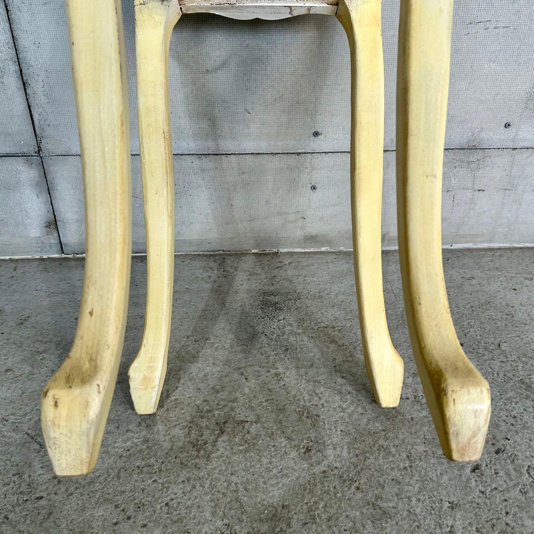 イタリア製 サイドテーブル 猫脚 ローズ ハンドペイント アンティーク シャビー