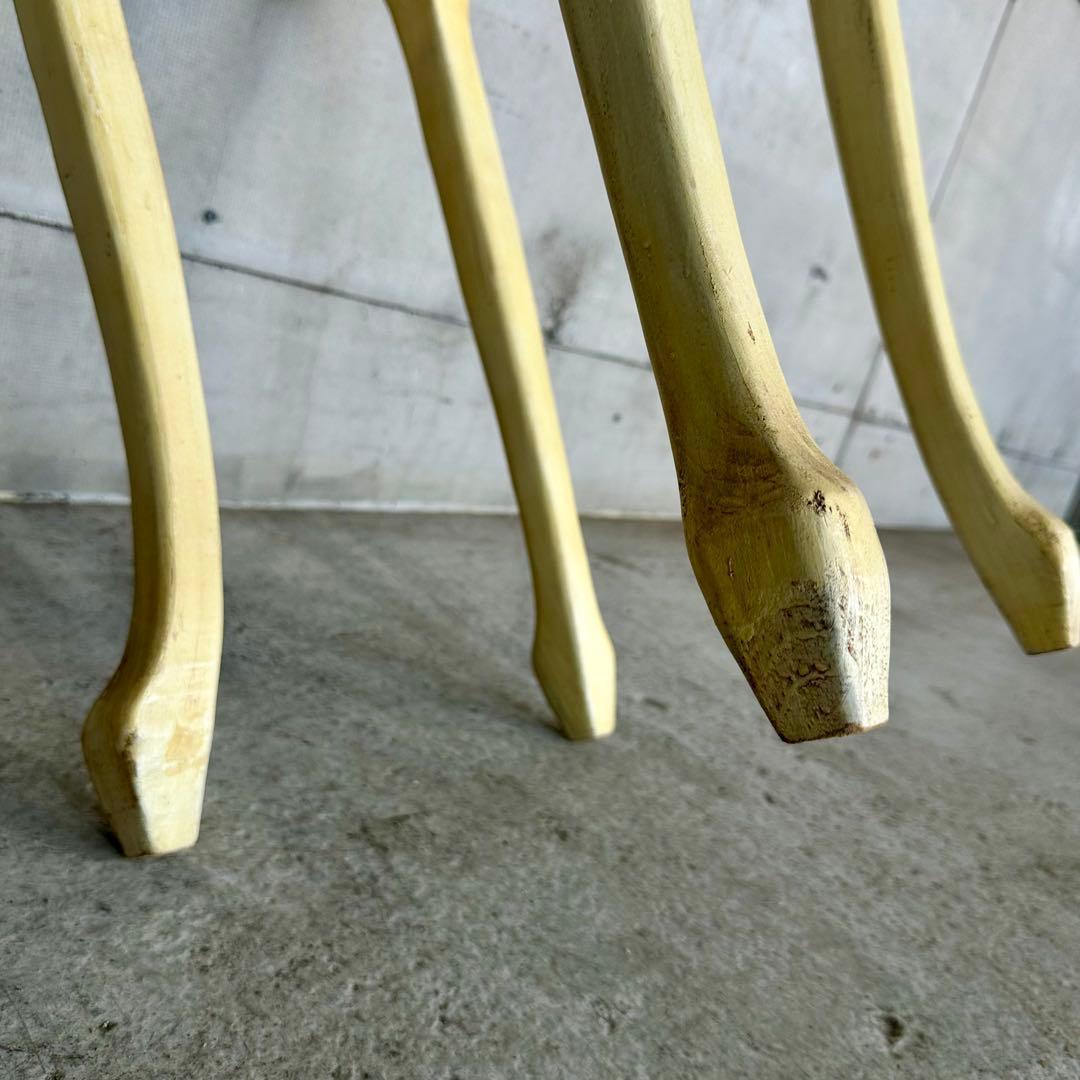 イタリア製 サイドテーブル 猫脚 ローズ ハンドペイント アンティーク シャビー