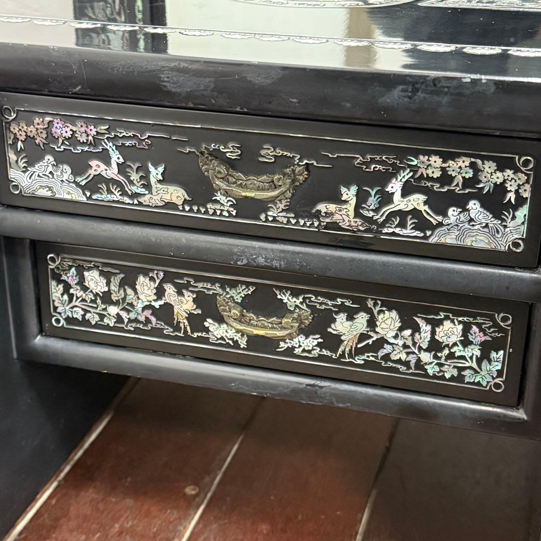 H21K68a 螺鈿細工 ラデン 黒漆塗り ドレッサー
