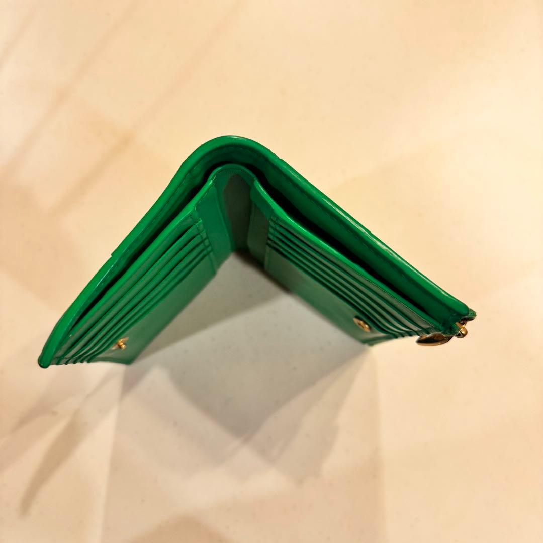 ボッテガヴェネタ 折り財布 カセット イントレチャート レザー 現行 グリーン