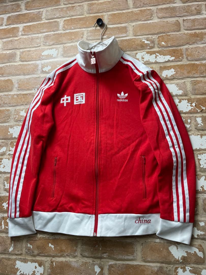 90s adidas アディダス　トラックジャケット　アーカイブ　中国　赤　刺繍