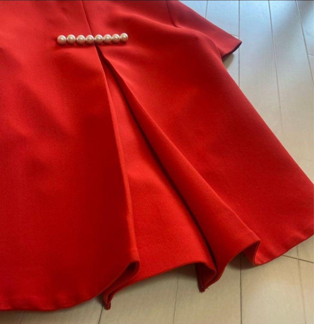 美品　ヨーコチャン赤半袖 トップス パール レッド 36 可愛い