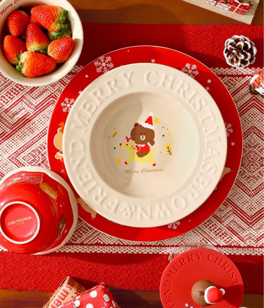 LINE FRIENDS クリスマス　食器セット 5点　限定グッズ 海外正規品