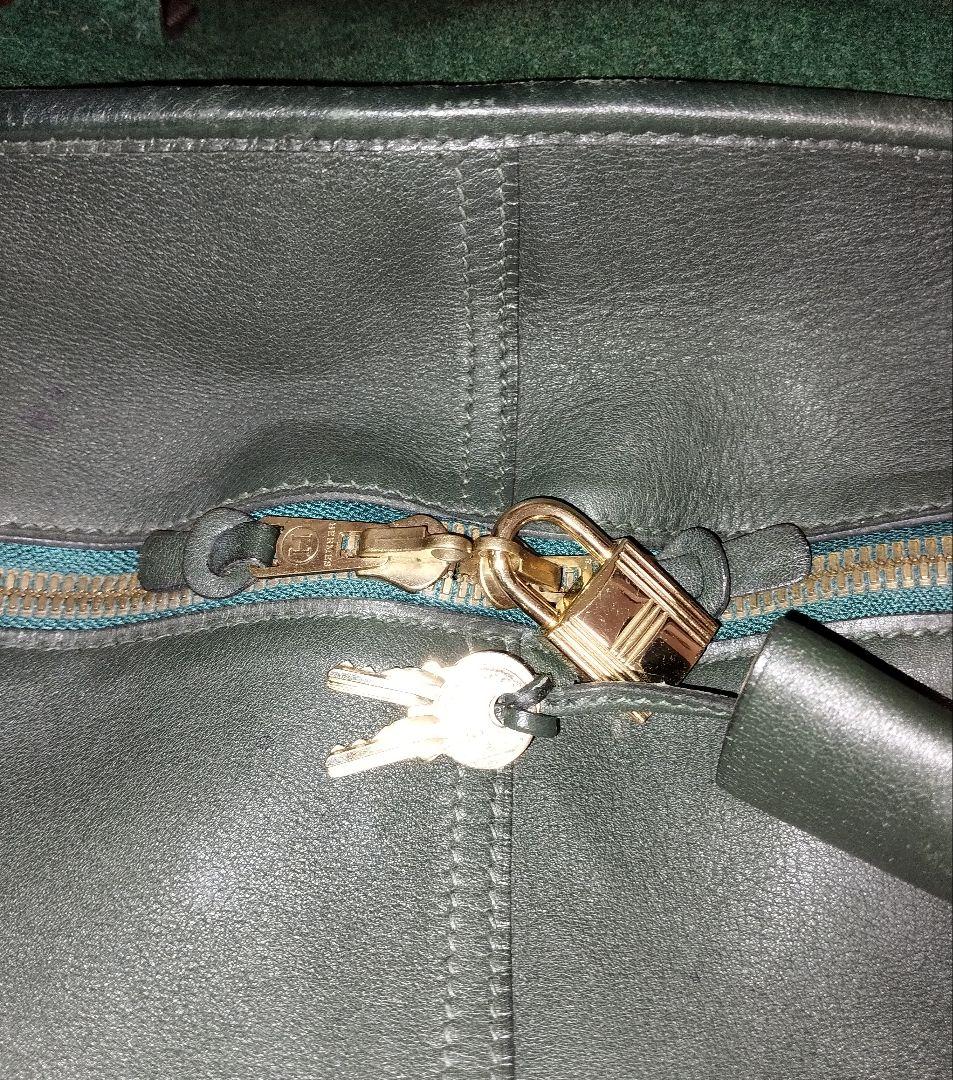 エルメス◇ボストンバッグ◇フェルト✕レザー◇グリーン◇オシャレ◇希少◇格安出品