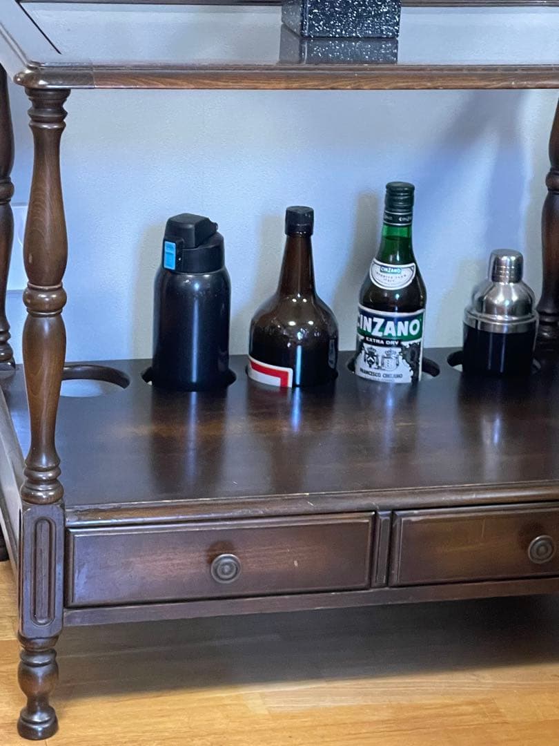 najico ナジコ ガラス天板 引き出し　サイドテーブル 木製 収納付き