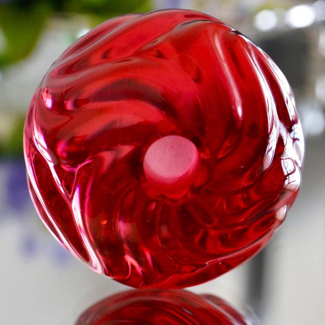 可愛いオールドバカラBACCARATローザス燭台★レッド★キャンドルスタンド★A