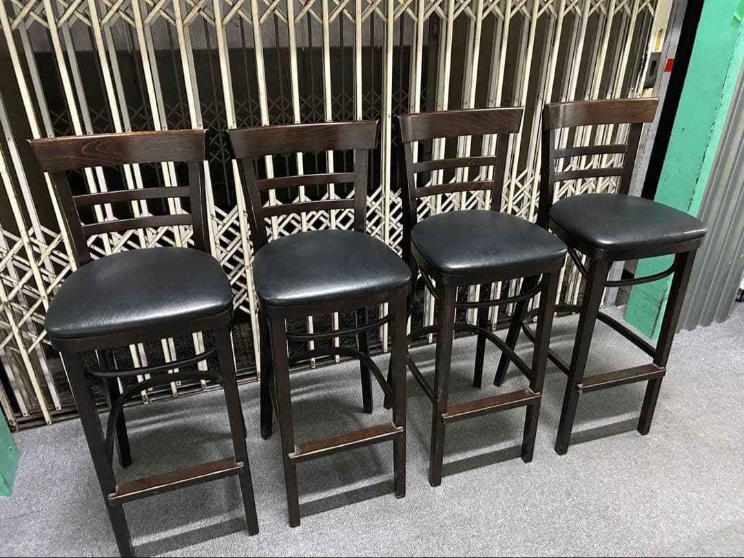 CRES バーチェア　ハイチェア4脚セット　店舗什器　カウンターチェア　木製椅子