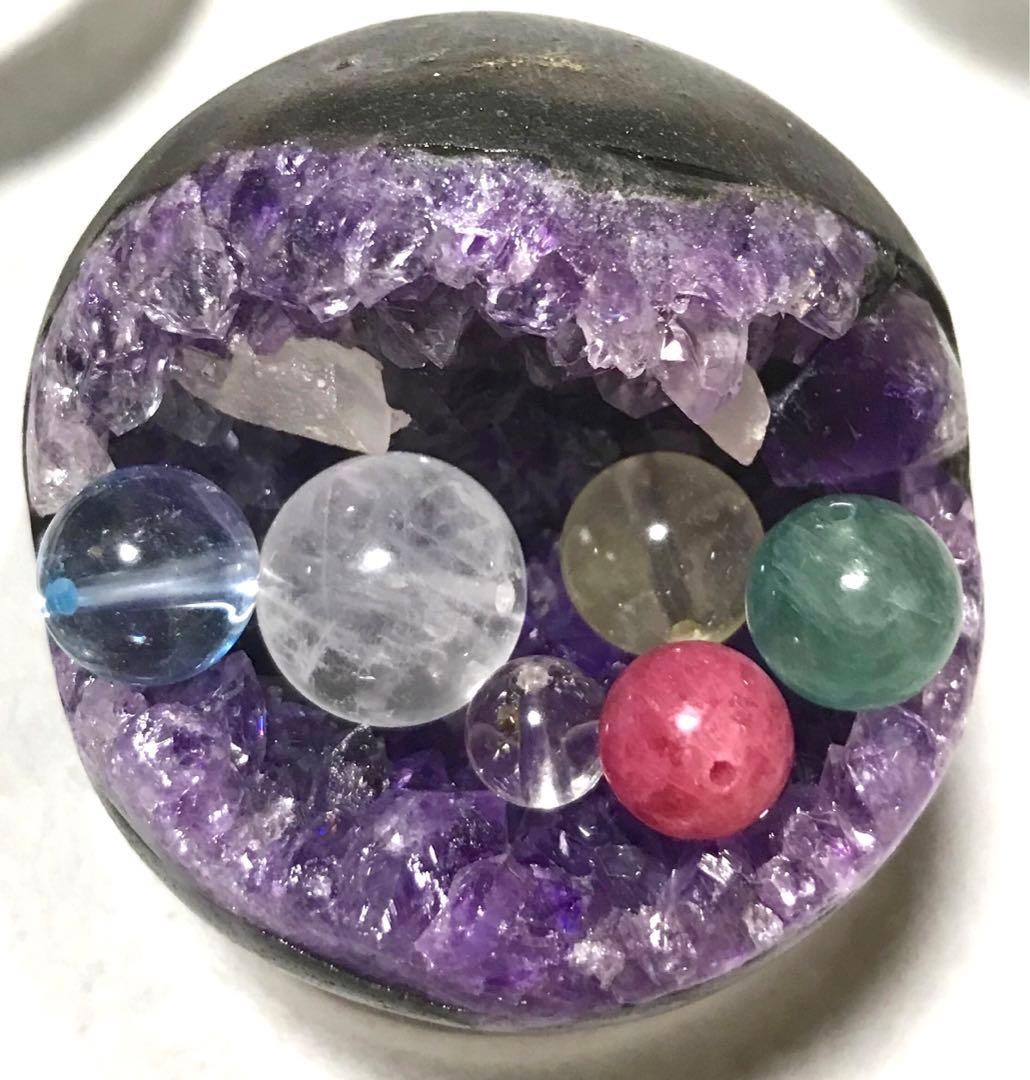 天然石　ウルグアイ産　アメジスト　笑口　ドーム　共生