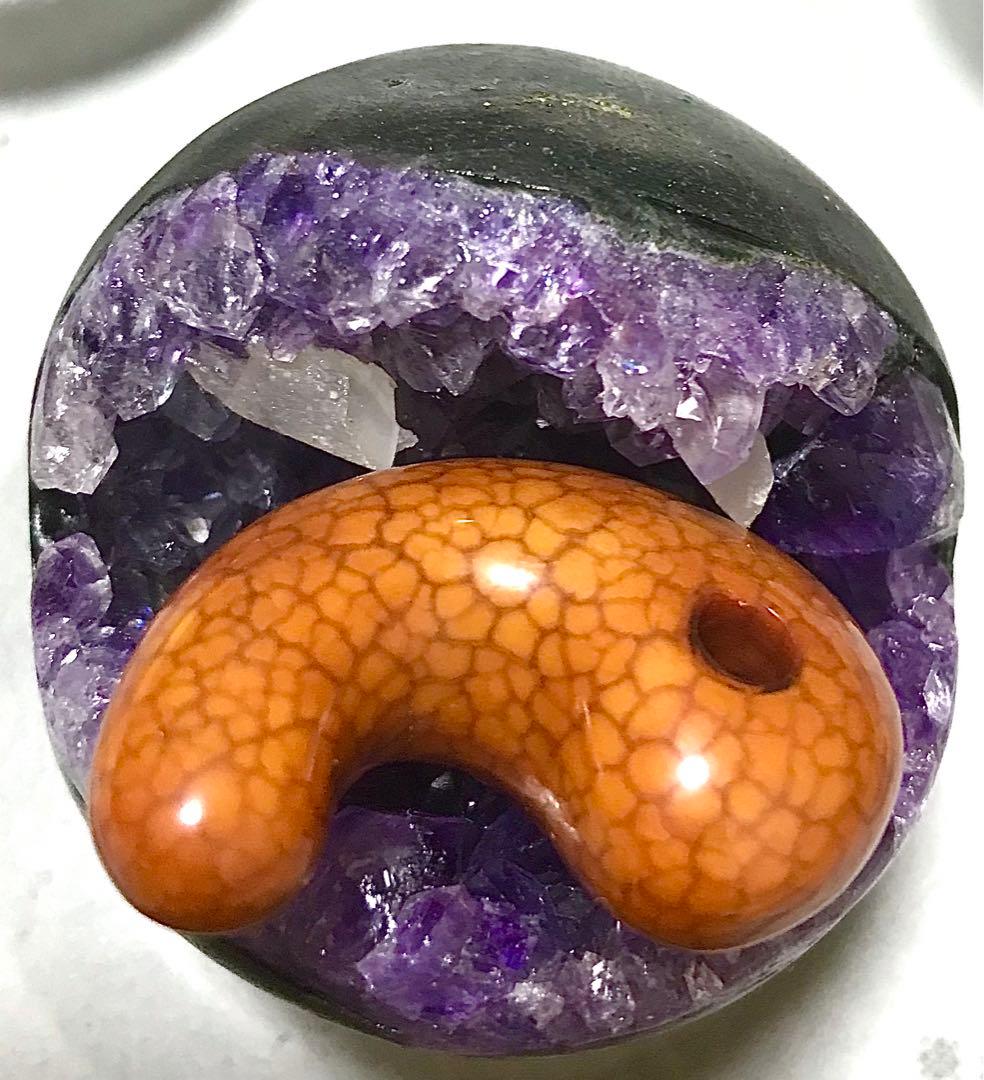 天然石　ウルグアイ産　アメジスト　笑口　ドーム　共生