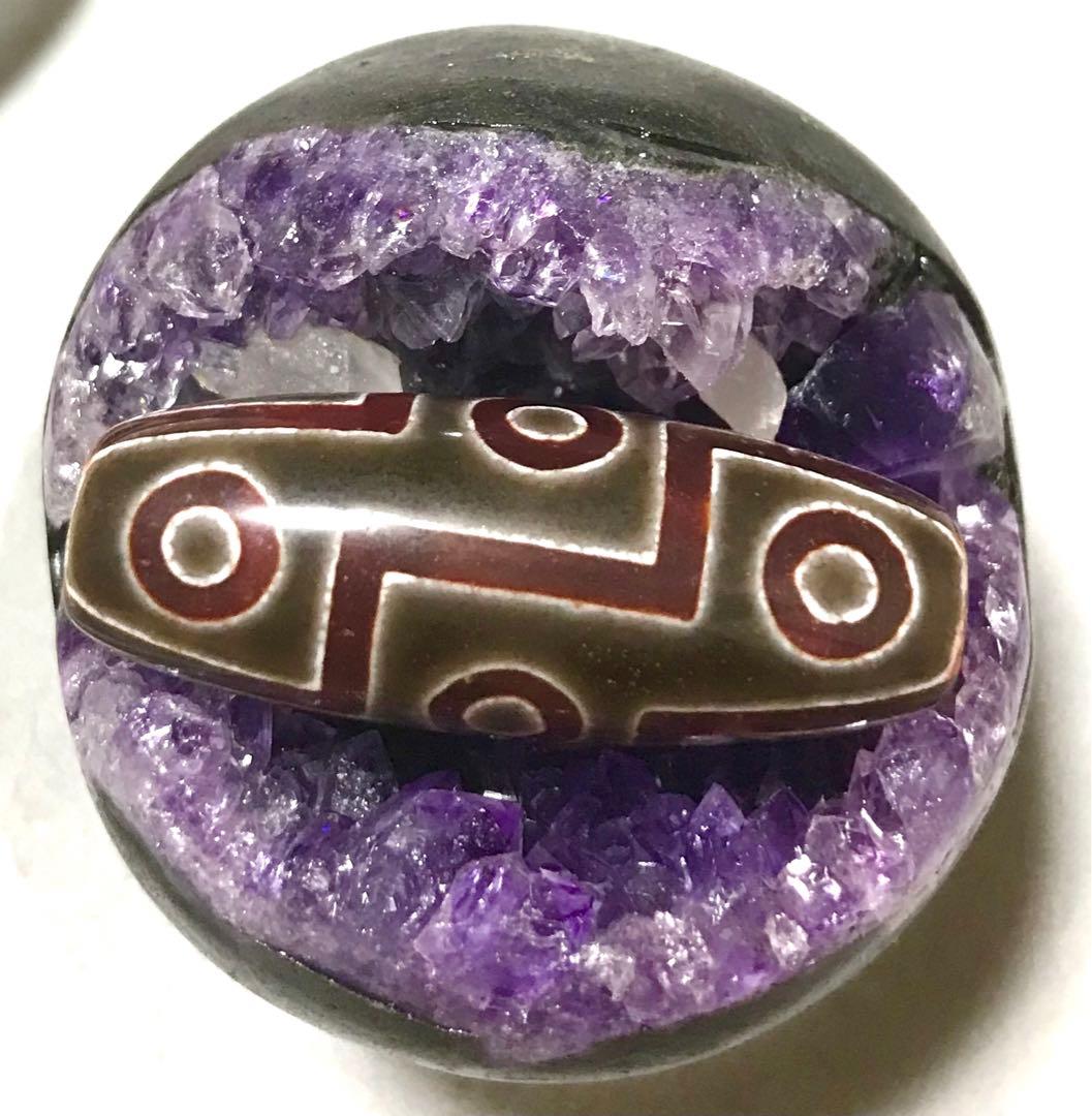 天然石　ウルグアイ産　アメジスト　笑口　ドーム　共生