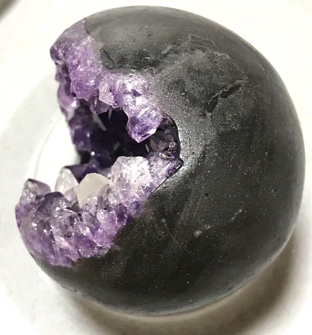 天然石　ウルグアイ産　アメジスト　笑口　ドーム　共生