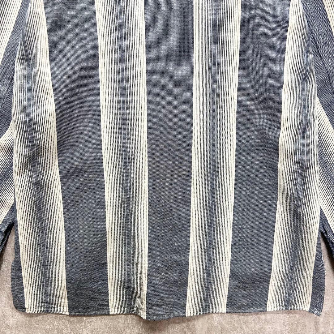 【名作】LOEWE ロエベ アナグラム スエードポケット ストライプシャツ 39