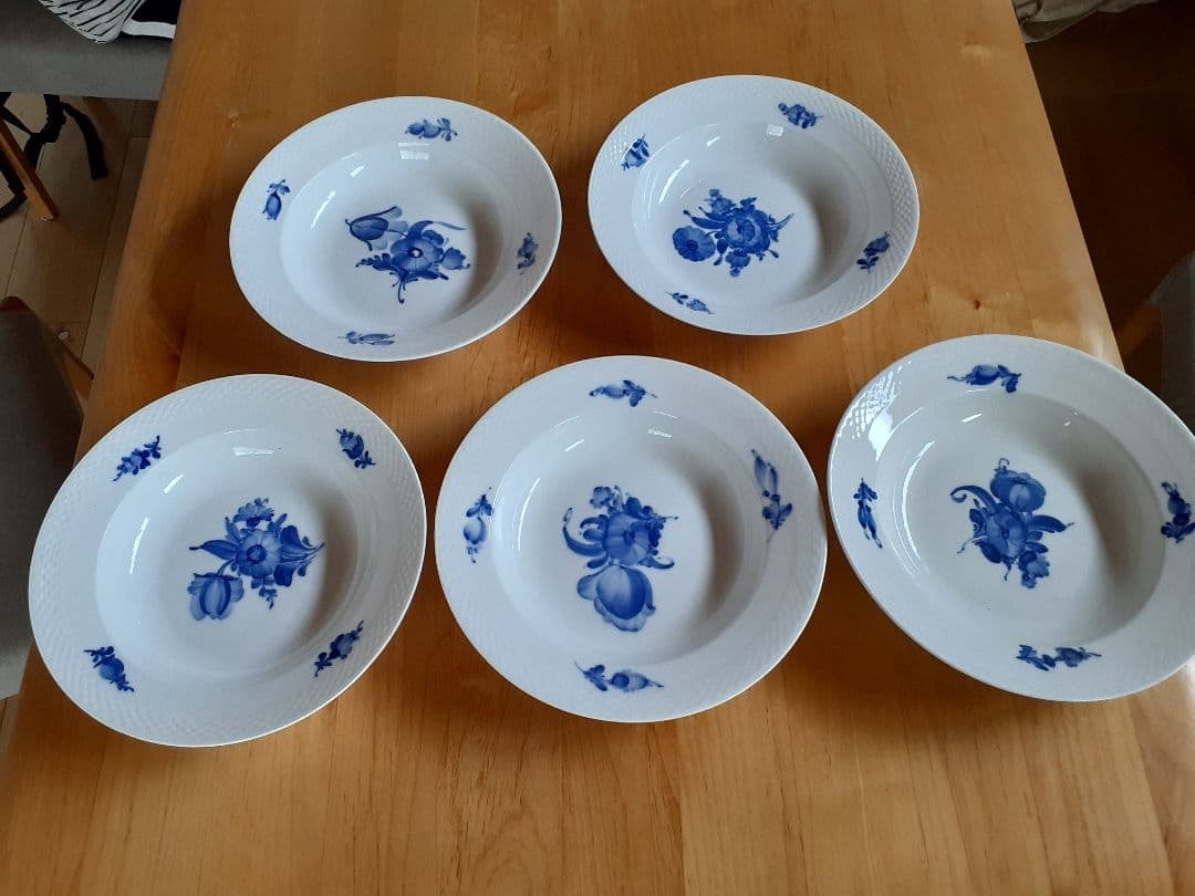 未使用　ロイヤルコペンハーゲン　ブルーフラワー　25cm ボウル　深皿　5枚