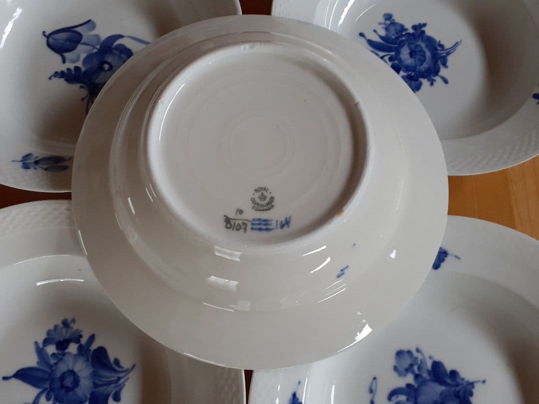 未使用　ロイヤルコペンハーゲン　ブルーフラワー　25cm ボウル　深皿　5枚