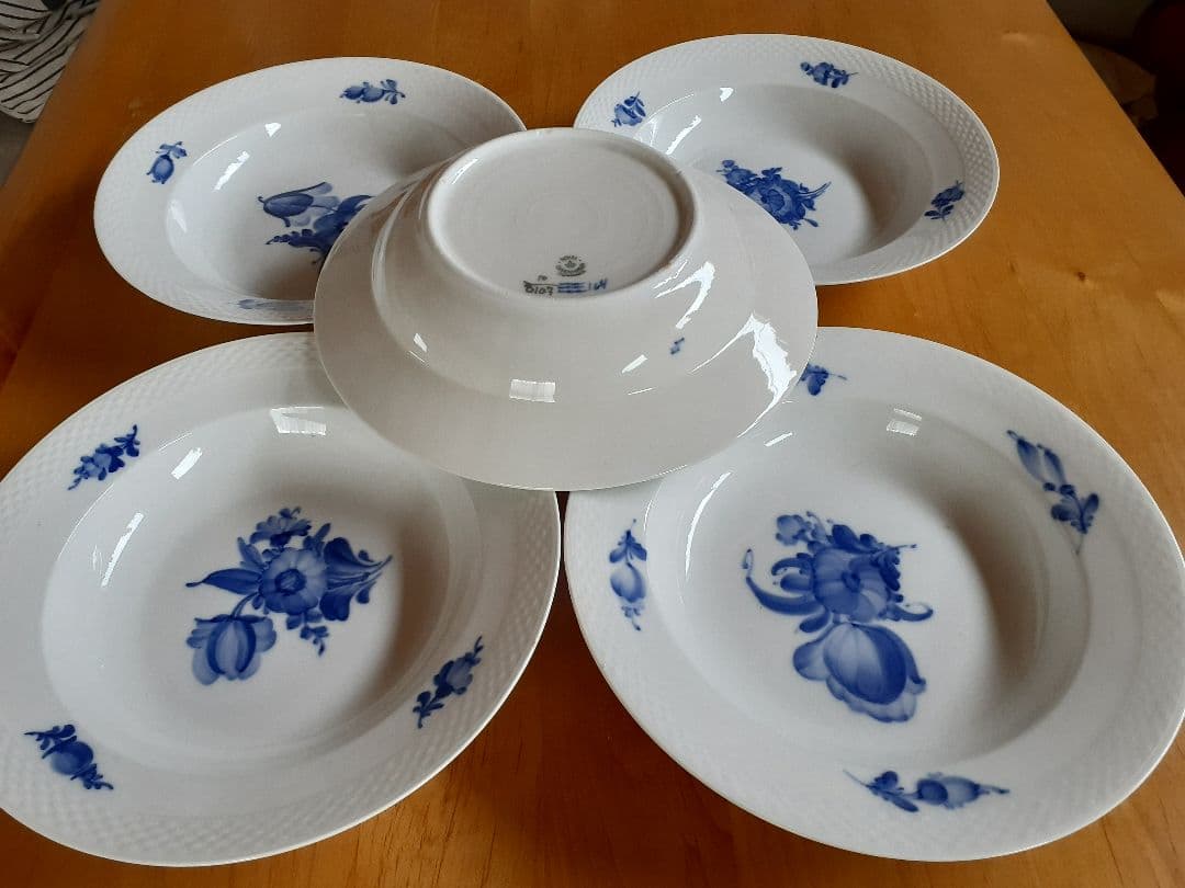 未使用　ロイヤルコペンハーゲン　ブルーフラワー　25cm ボウル　深皿　5枚
