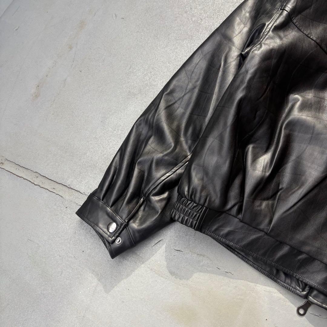 Dime Debossed Wavy Jacket レザージャケット　黒色　ロゴ