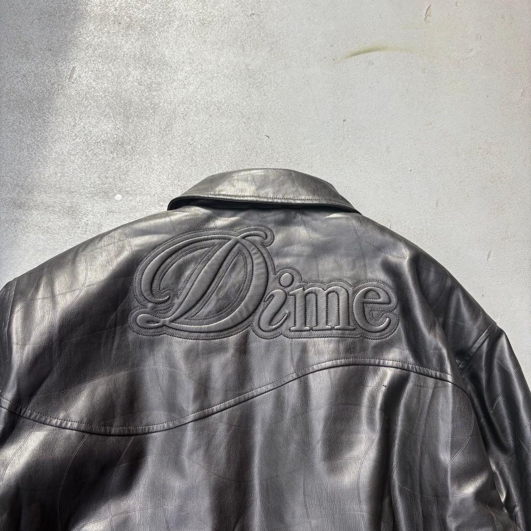 Dime Debossed Wavy Jacket レザージャケット　黒色　ロゴ