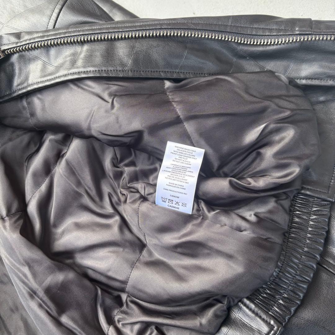 Dime Debossed Wavy Jacket レザージャケット　黒色　ロゴ