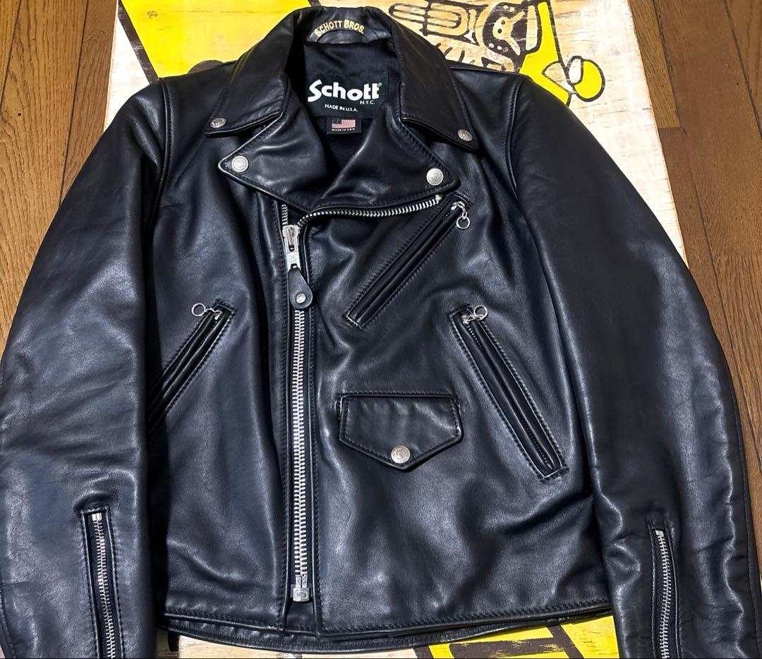 超美品‼️schott Wライダースレディース176WJS Sサイズ