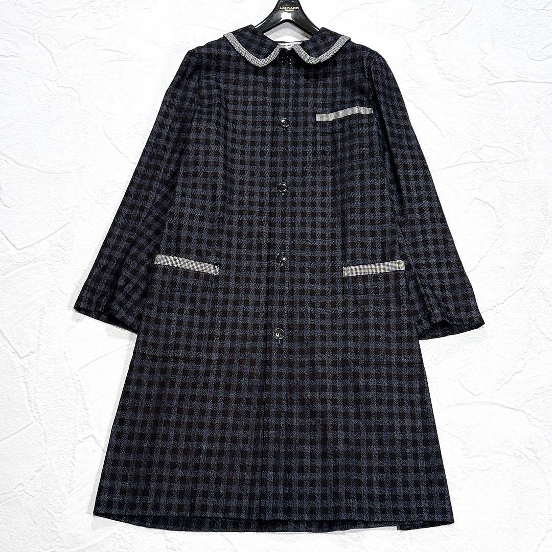 ✨美品✨コムデギャルソン　スプリングコート　丸襟　チェック　フランス製
