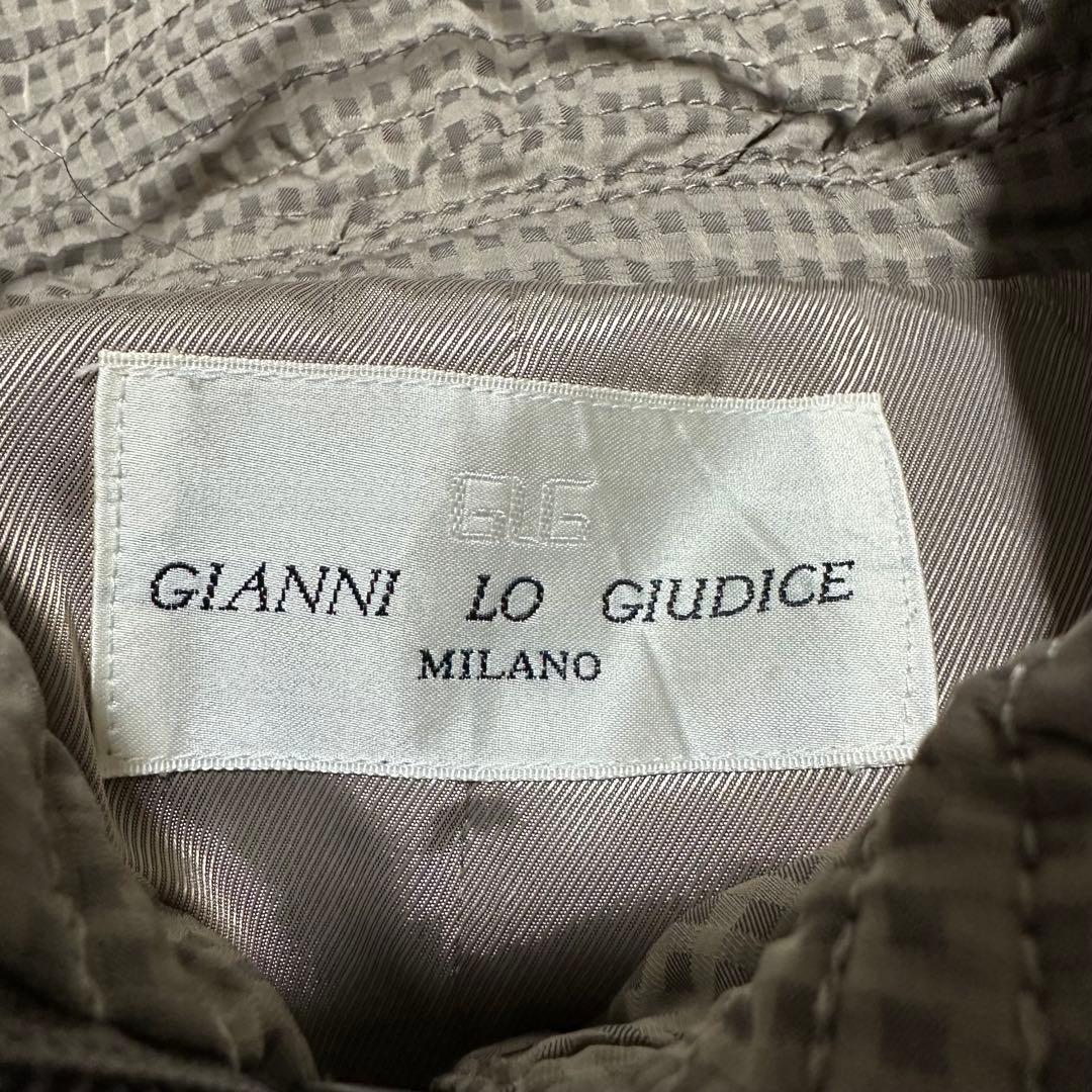 【ジャンニロジュディチェ】ロングダウンコート ベージュ チェック柄 L【極美品】