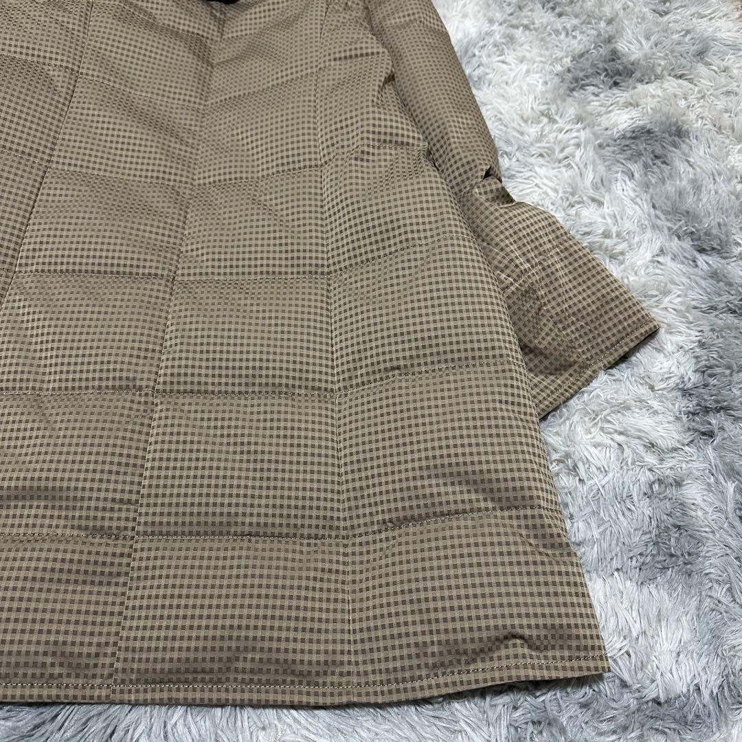 【ジャンニロジュディチェ】ロングダウンコート ベージュ チェック柄 L【極美品】