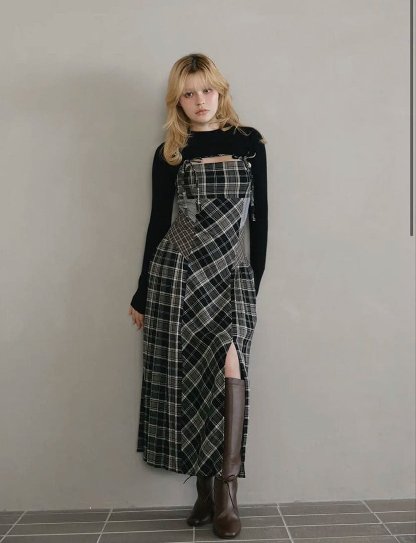 ワンピース Nadia check long dress