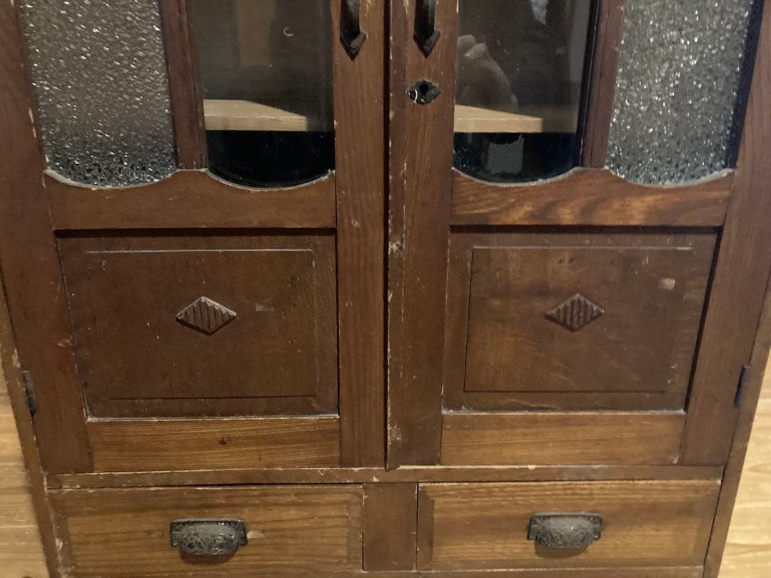 昭和レトロ　ガラスキャビネット　本棚