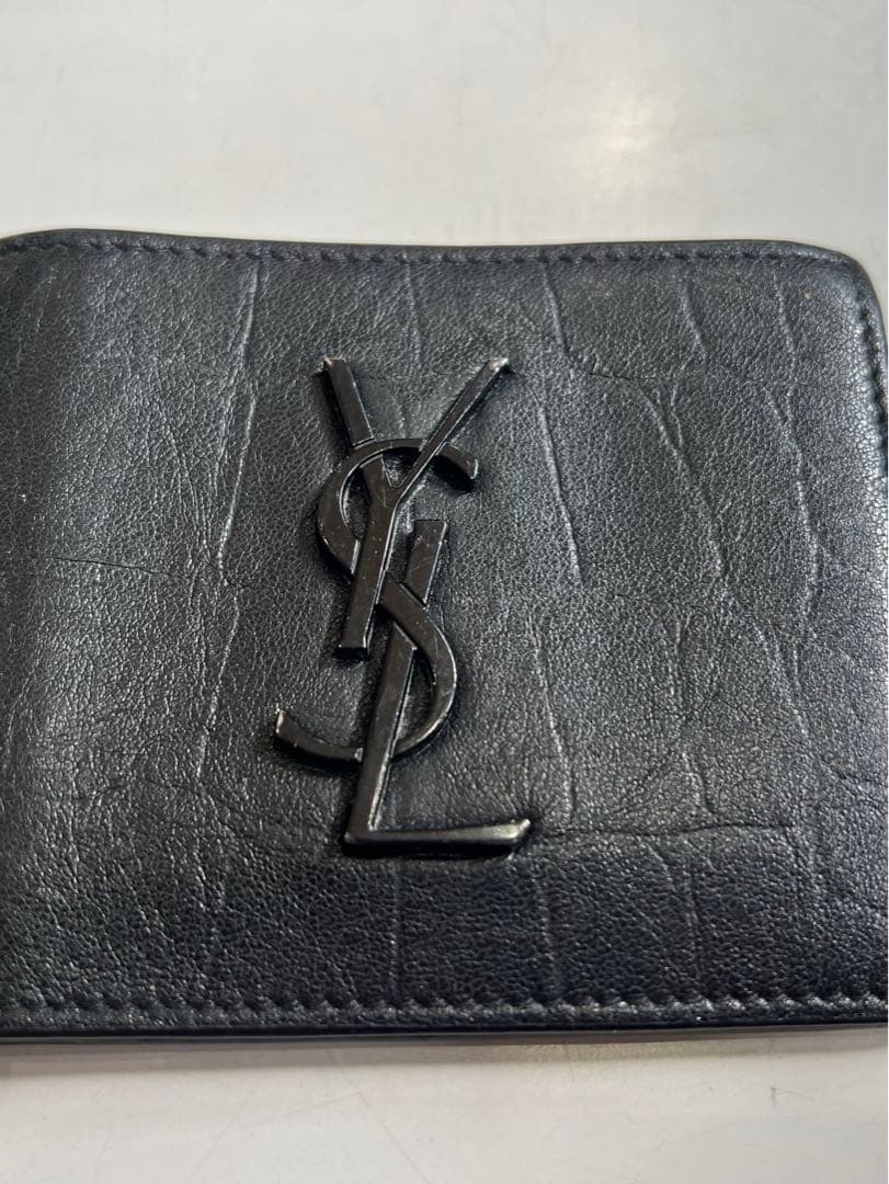 YSLブラックレザー マネークリップ YSLブラックケース
