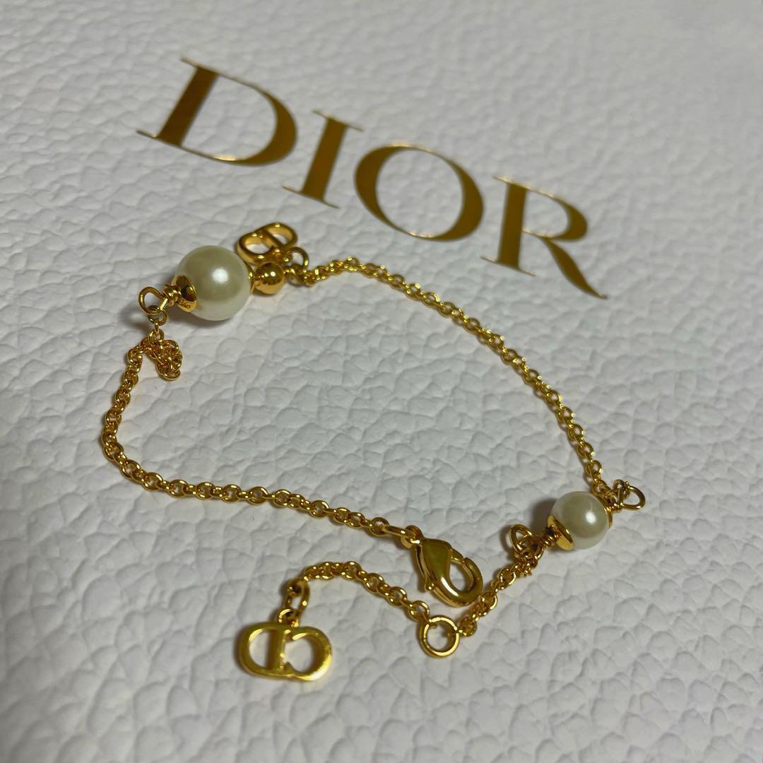 【なまけもの様】ゴールドチェーン パール Dior ロゴブレスレット　ディオール
