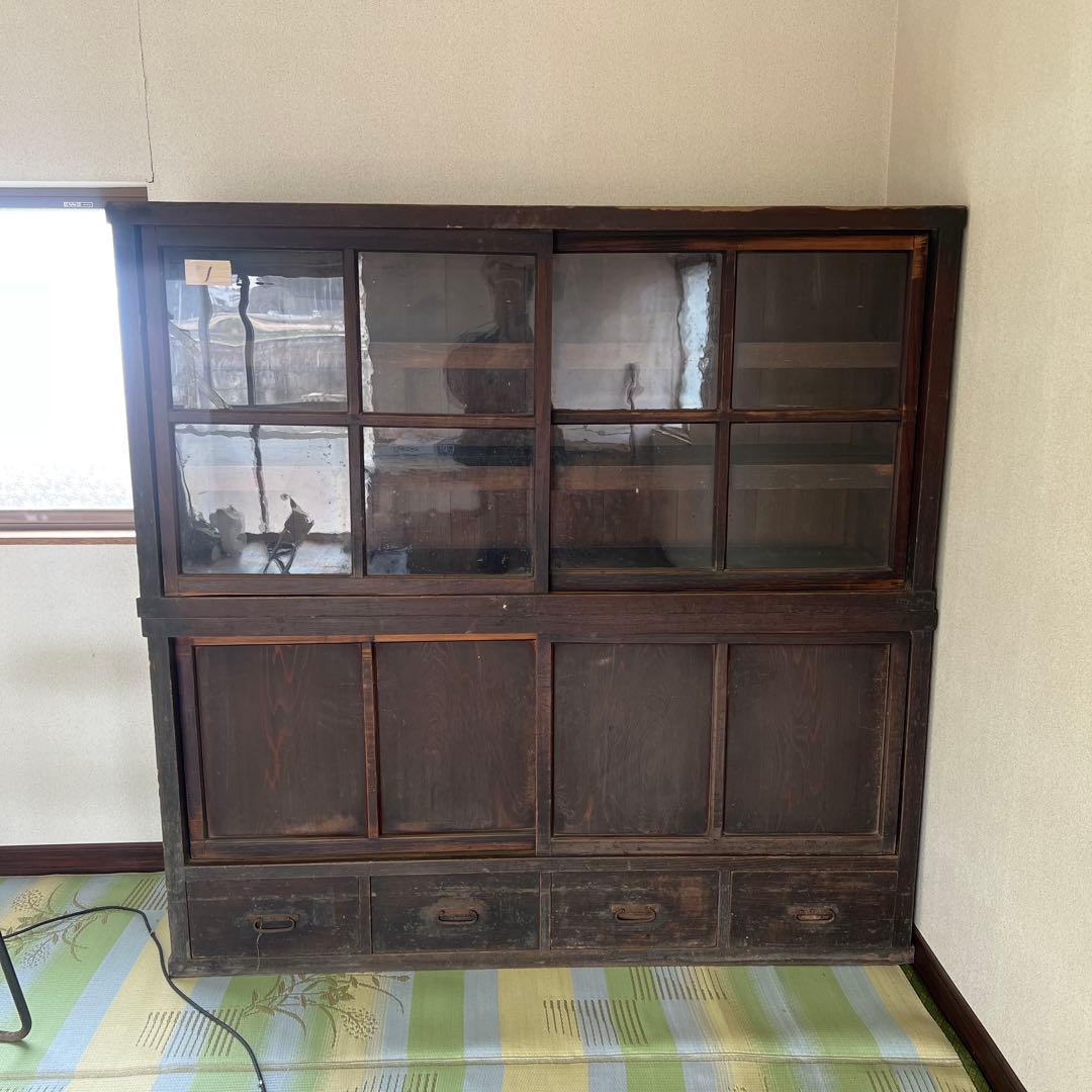 昭和家具　① 木製キャビネット ダークブラウン 4引き出し