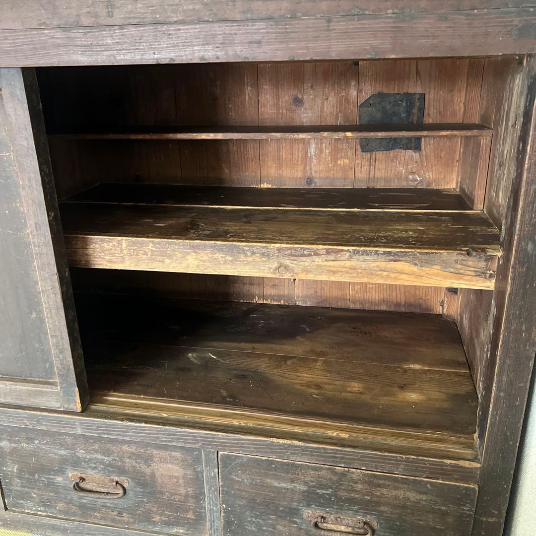 昭和家具　① 木製キャビネット ダークブラウン 4引き出し