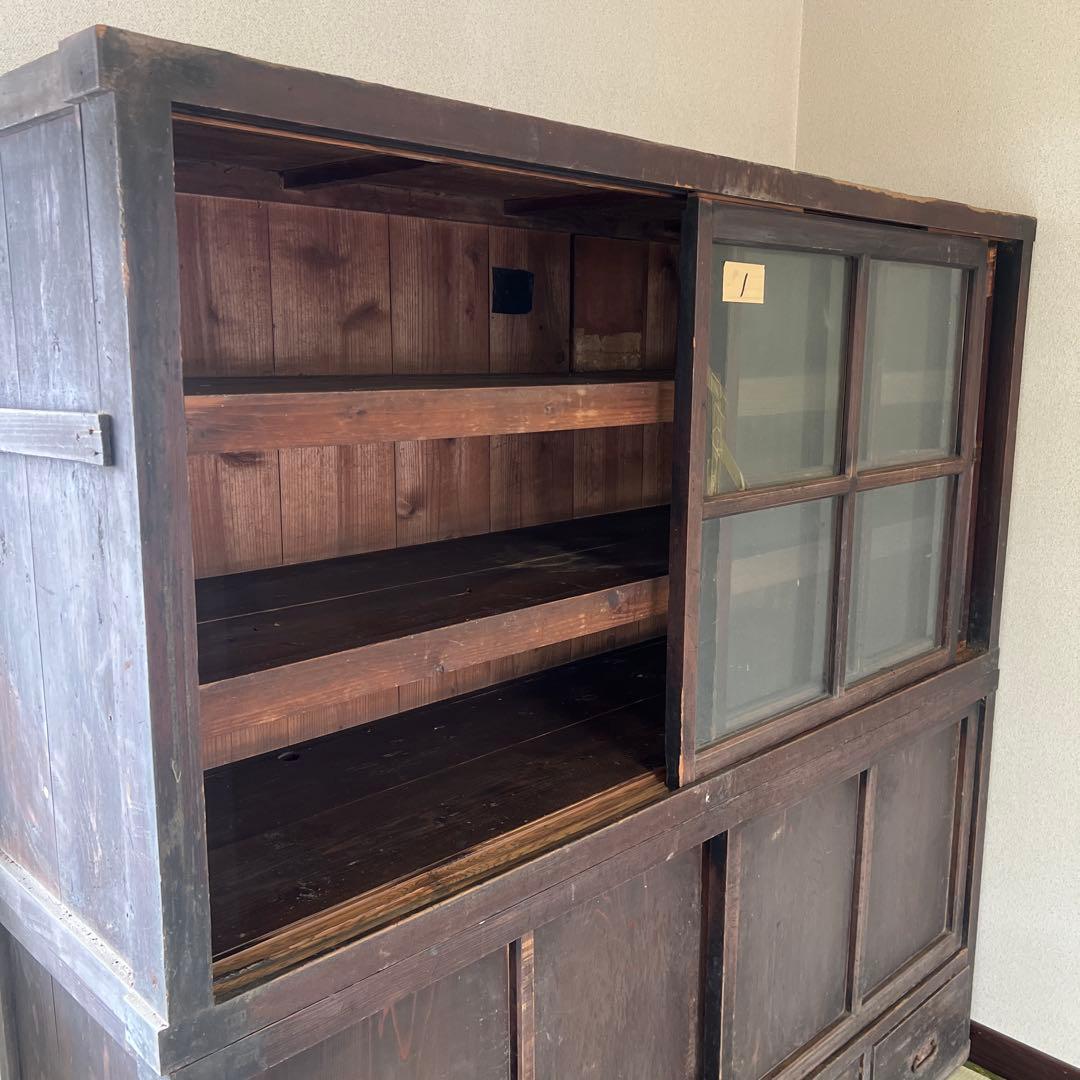 昭和家具　① 木製キャビネット ダークブラウン 4引き出し