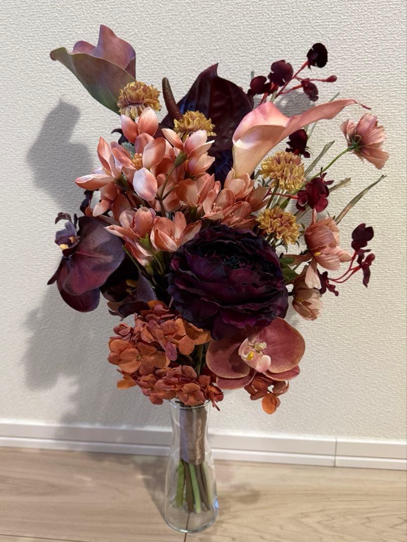 ウェディングブーケ（ブートニア付き）　アーティフィシャルフラワーブーケ