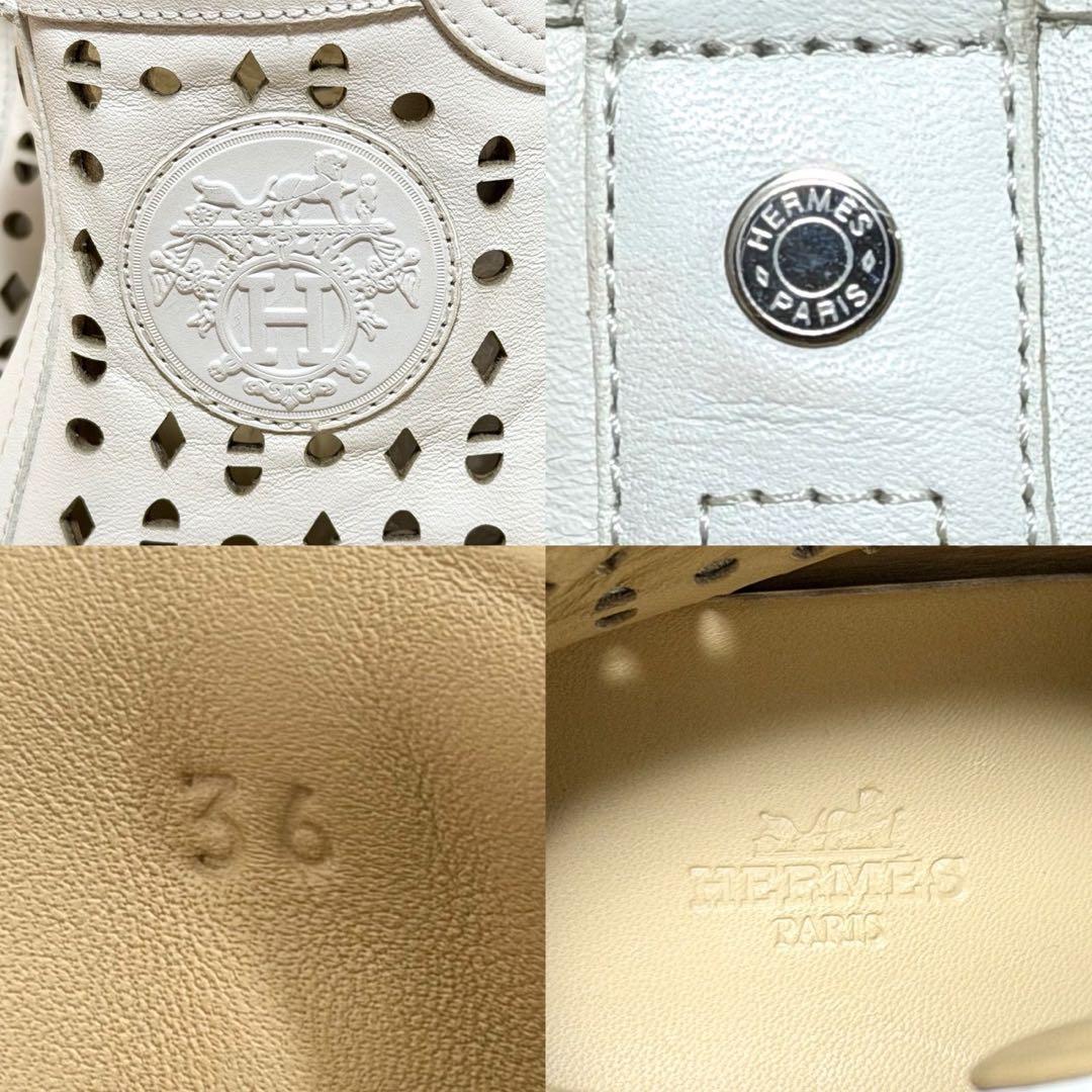 エルメス 未使用 JIMMY ジミー ハイカット スニーカー レザー 白 23