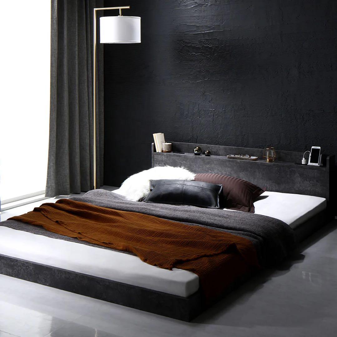 ダークグレー セミダブルベッドフレーム