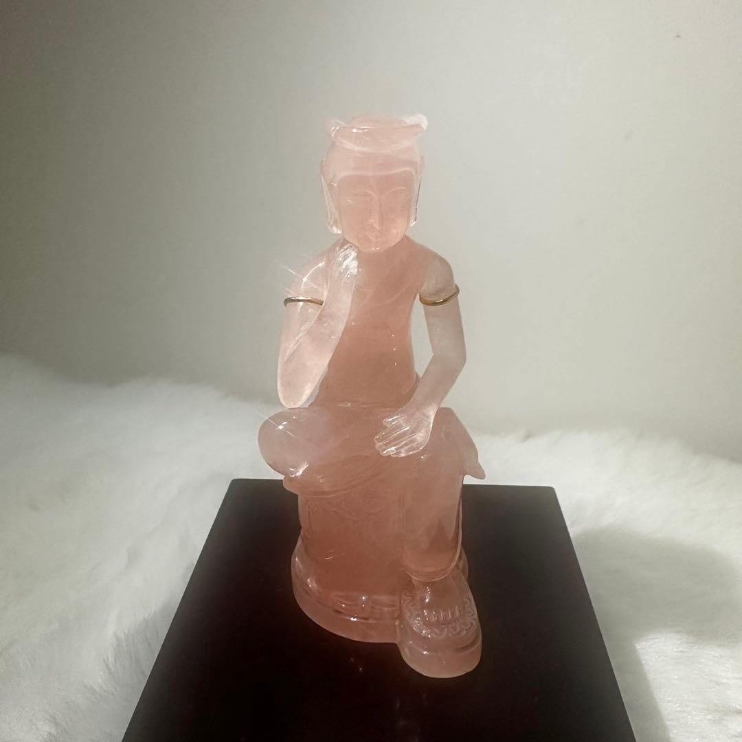 仏像　天然水晶　弥勒仏　弥勒菩薩　紅水晶