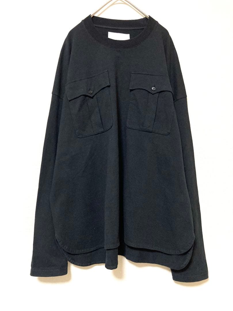ジルサンダー　ダブル　フラップ　ポケット　クルーネック　ロンtシャツ　長袖　M