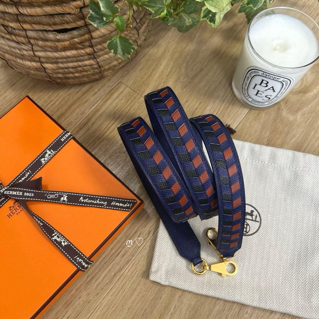 エルメス　トレサージュドゥキュイール25mm　バンドリエールショルダーストラップ